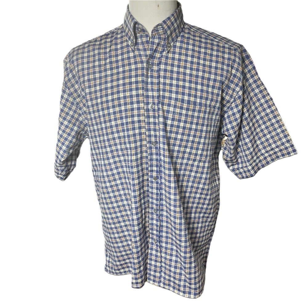 CARTIER Men’s Plaid Twill S/S Shirt Size XL Preppy Business Casual Designer